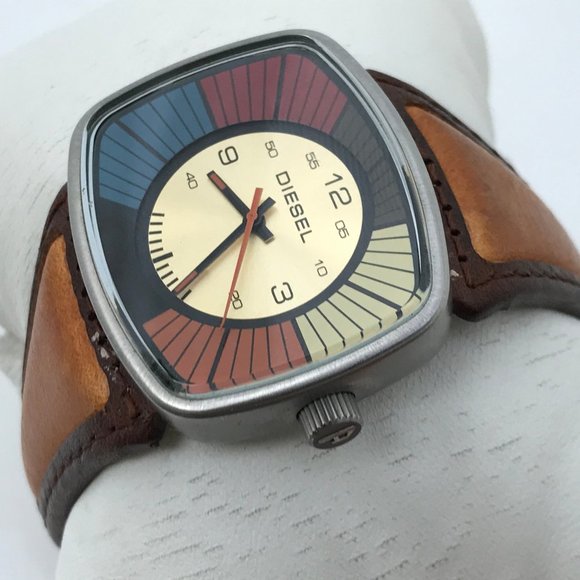 Diesel Accessories - Diesel Women Watch Brown Genuine Leather Band Mult